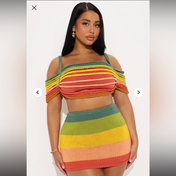 Rainbow Crotchet Off Shoulder Skirt Set🌈 - Picture 4 of 7